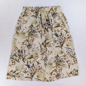 vtg Blair Pull On Skirt Sz Beige Floral Casual Career 60s 70s Elastic Waist